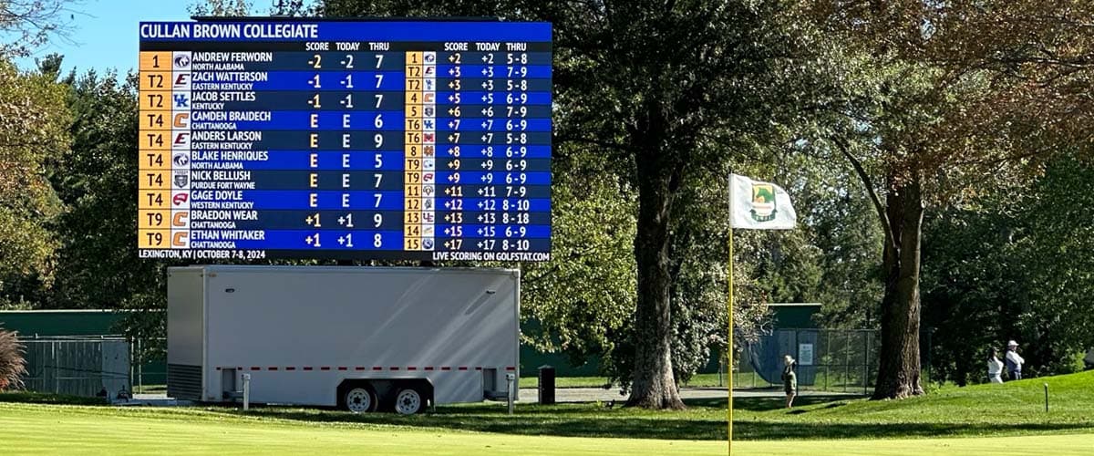 Leaderboards, scoring networks, and show-ready LED for premier golf days